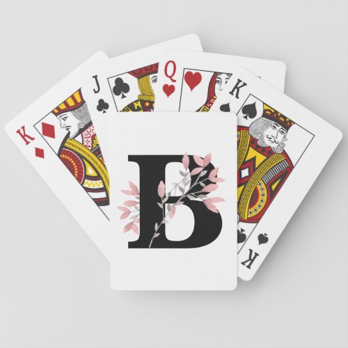 Customizable Monogram Single Letter wPink Floral Poker Cards