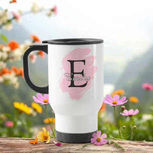 Customizable Monogram Travel Mug with Color Accent