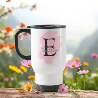 Customizable Monogram Travel Mug with Color Accent