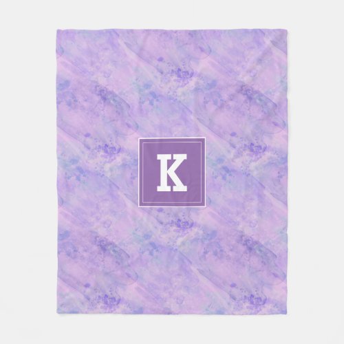 Customizable Monogram Watercolor Purple Fleece Blanket