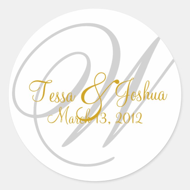 Customizable Monogram Wedding Initial Seal Sticker (Front)