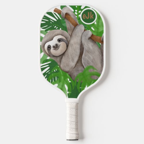 Customizable Monogram Wild Jungle Sloth Pickleball Paddle