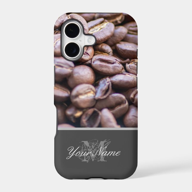 Customizable Monogram with coffee beans! Iphone Case (Back)