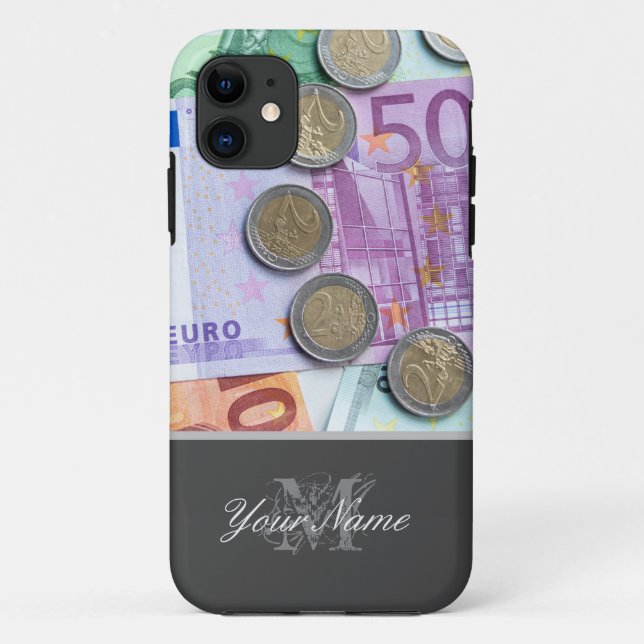 Customizable Monogram with coins and bank notes! Case-Mate iPhone Case (Back)