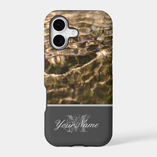 Customizable Monogram with crystal clear water! Iphone Case (Back)