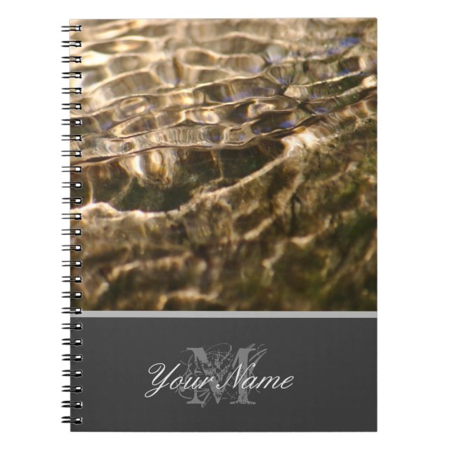 Customizable Monogram with crystal clear water! Notebook (Front)