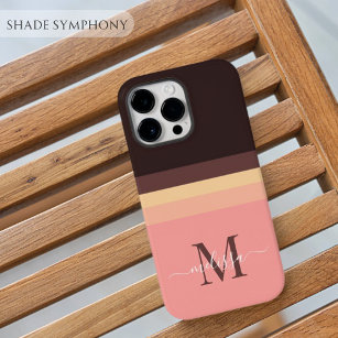 Customizable Monogram with Cute Stripe Color Block Case-Mate iPhone 14 Pro Max Case