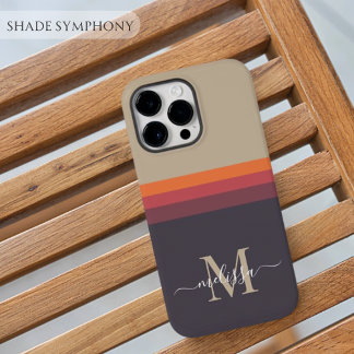 Customizable Monogram with Cute Stripe Color Block Case-Mate iPhone 14 Pro Max Case