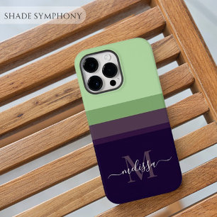 Customizable Monogram with Cute Stripe Color Block Case-Mate iPhone 14 Pro Max Case