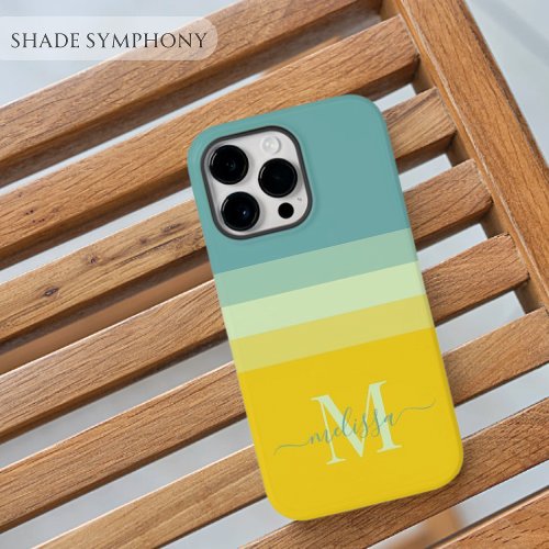 Customizable Monogram with Cute Stripe Color Block Case_Mate iPhone 14 Pro Max Case