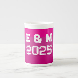 Customizable monogramm and years  bone china mug