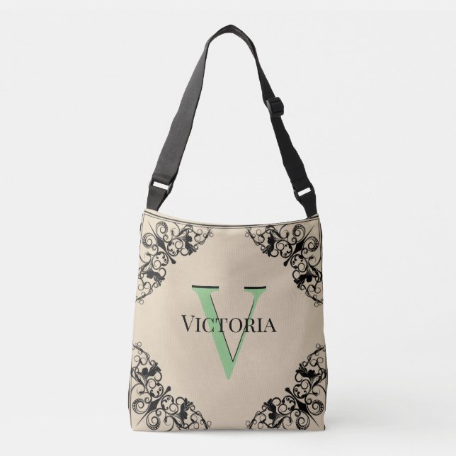 Customizable Monogrammed Cross - Body Tote Bag (Front)