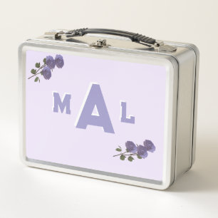 Customizable Monogrammed Lavender Metal Lunch Box