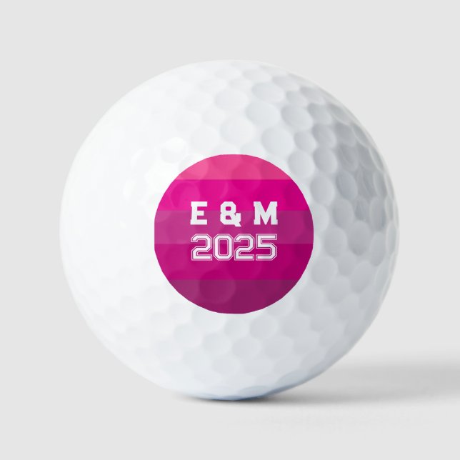 Customizable monograms and years  golf balls (Front)
