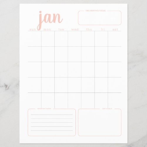 Customizable Monthly Goal Planner  Dashboard Page