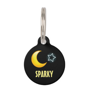 Customizable moon stars pet ID tag
