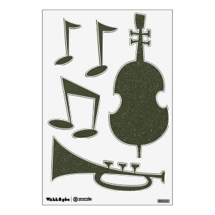 Customizable Moss Green Music Wall Decal Set