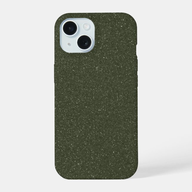 Customizable Moss Green Noise iPhone 15 Case (Back)