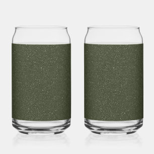 Customizable Moss Green Speckled Drinkware Set Can Glass