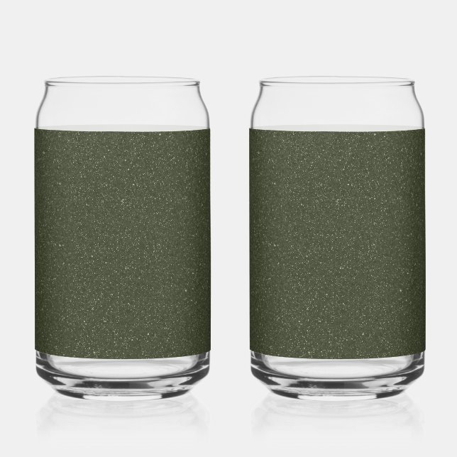 Customizable Moss Green Speckled Drinkware Set Can Glass (Front)