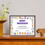 Customizable Most Improved Achievement Class Award<br><div class="desc">Introducing the Customizable Most Improved Achievement Class Award, a meaningful way to recognize students who have shown remarkable growth and dedication! This elegant award features a stylish design that celebrates improvement and hard work. Personalize it with the student's name, date, and any special message to make it truly unique. Perfect...</div>