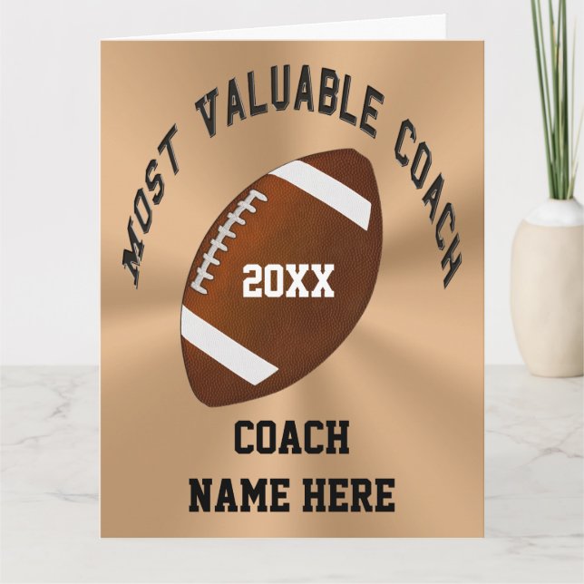 Customizable Most Valuable Football Coach Cards (Front)