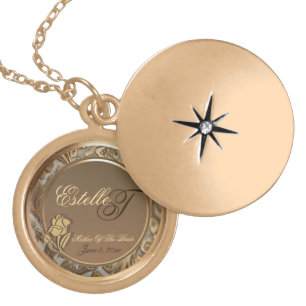 Customizable Mother Of Bride Keepsake Gold Locket Necklace