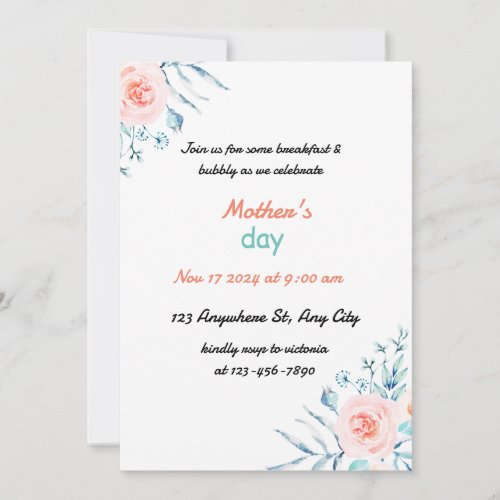 customizable Mothers Day invitation