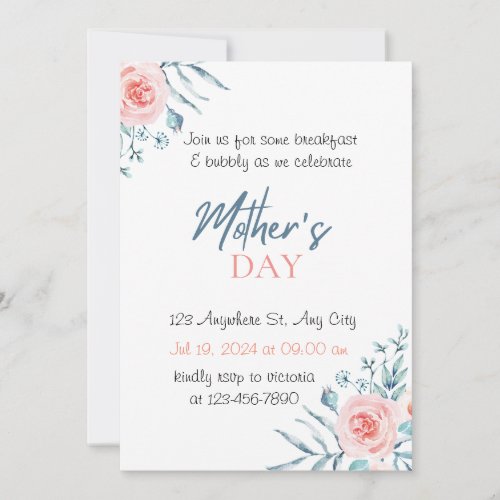 Customizable Mothers Day Invitation Card