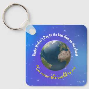 Customizable Mother's Day novelty Earth Keychain