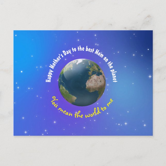 Customizable Mother's Day novelty Earth Postcard (Front)