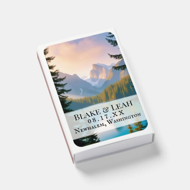 Customizable Mountain Lake Wedding Matchbox Matchboxes (Front Closed)