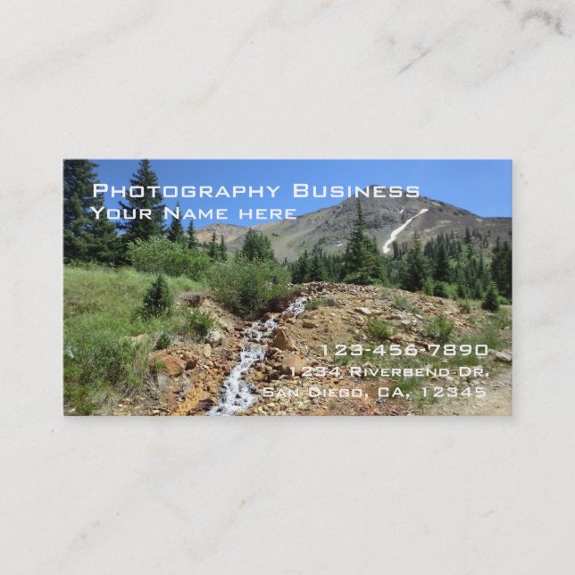 Customizable mountain photography business cards (Front)