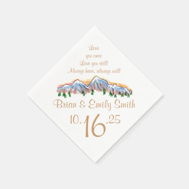 Customizable mountain top artistic paper napkins (Corner)