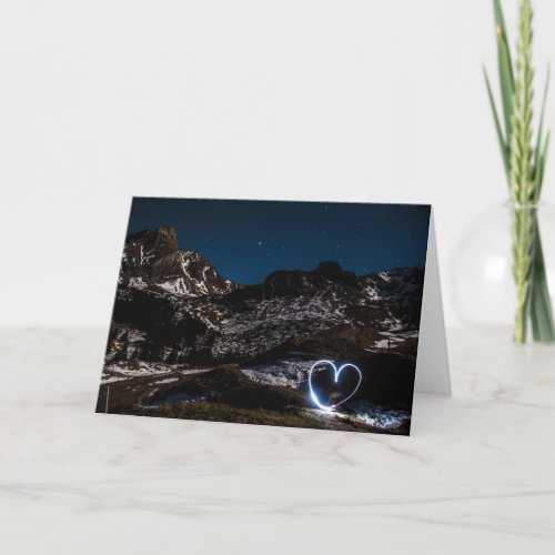 CUSTOMIZABLE MOUNTAINS  HEART Folded Holiday Card