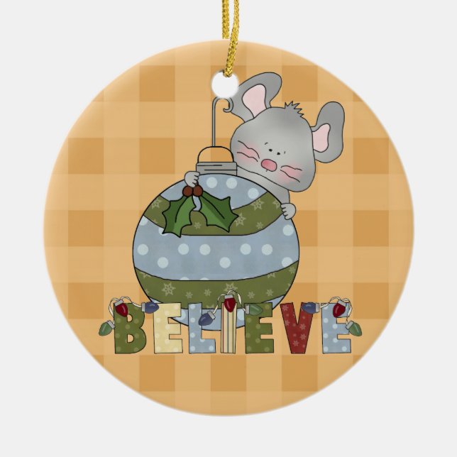 Customizable Mouse Believe Ornament (Front)