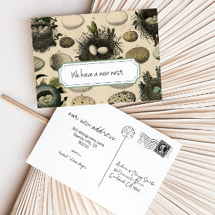 Customizable Moving Announcement  // Vintage Bird Postcard