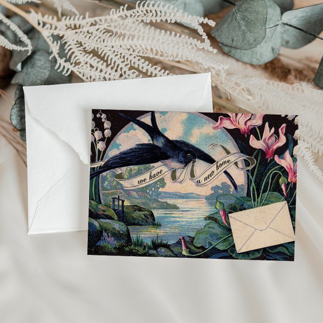 Customizable Moving Announcement // Vintage Bird Postcard (Creator Uploaded)