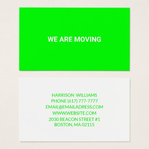 Customizable Moving change name address neon green