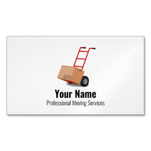 Customizable moving services cart business card magnet
