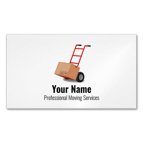 Customizable moving services cart business card magnet