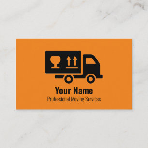 Customizable moving services orange business card