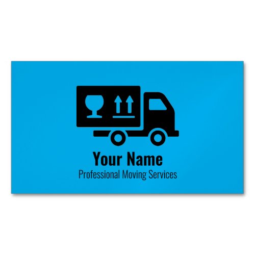 Customizable moving services truck blue business card magnet