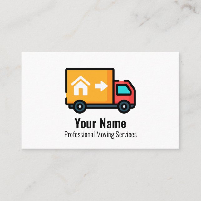 Customizable moving services truck business card (Front)