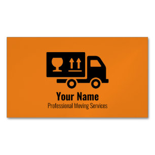 Customizable moving services truck orange business card magnet