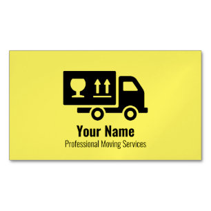 Customizable moving services truck yellow business card magnet