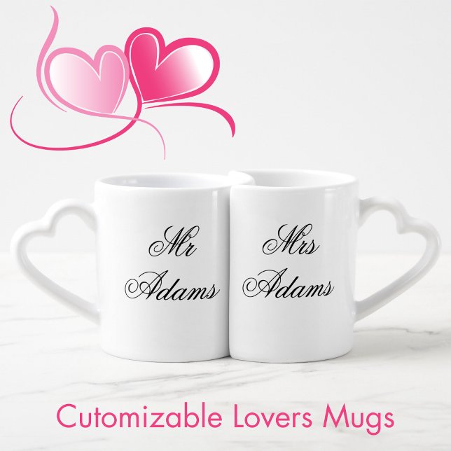 Customizable Mrs and Mrs Lovers Coffee Mug Set (Customizable Mr & Mrs Lovers Mugs)