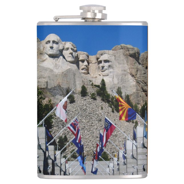 Customizable Mt Rushmore Souvenir Flask (Front)