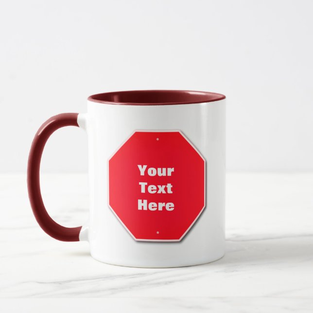 Customizable Mug - Red 'Stop' Sign (Left)