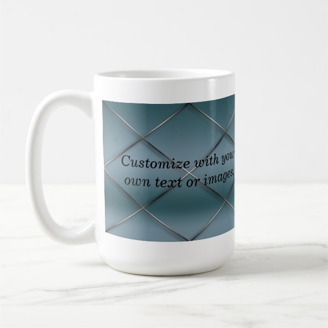 Customizable Mug - Trellis Pattern Blue Background (Left)